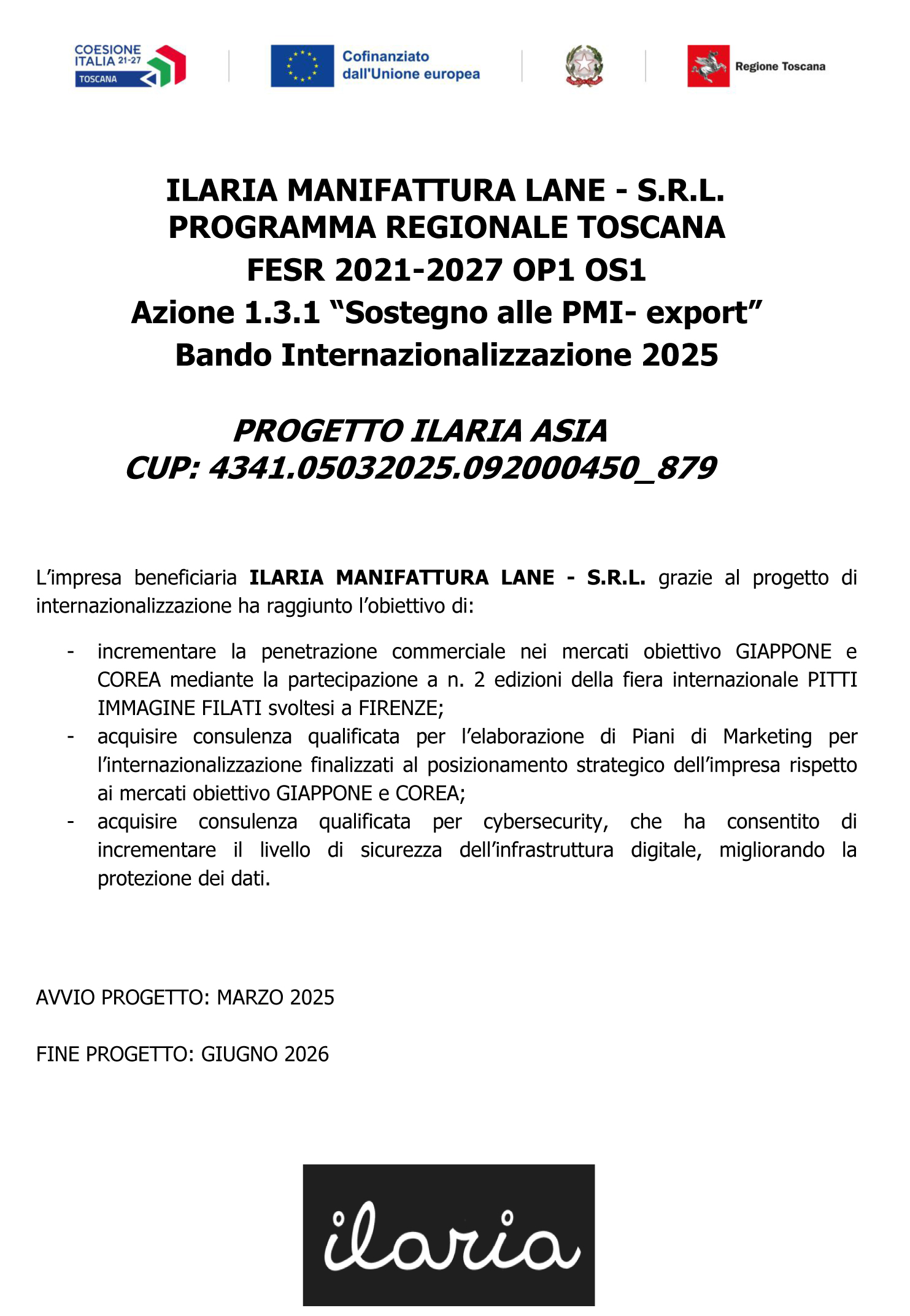 Tuscany Region Internationalization PROGETTO ILARIA ASIA CUP: 4341.05032025.092000450_879